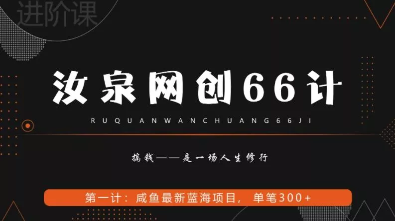 汝泉网创66计之第1计:闲鱼长期稳定项目,单笔变现300+