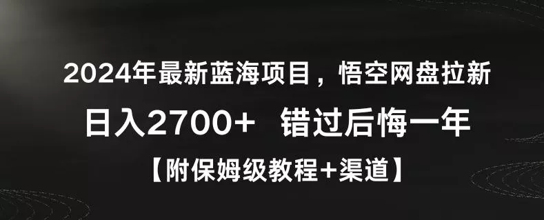 2024年最新蓝海项目,悟空网盘拉新,日入2700+错过后悔一年【附保姆级教程+渠道】【揭秘】