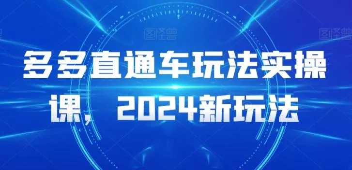 多多直通车玩法实操课,2024新玩法