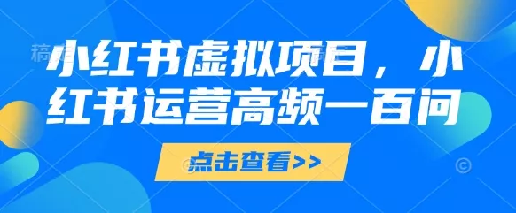 小红书虚拟项目,小红书运营高频一百问【文档】