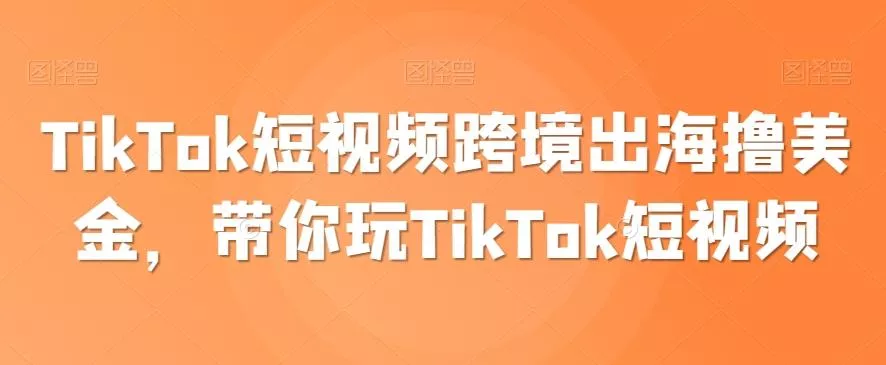 TikTok短视频跨境出海撸美金,带你玩TikTok短视频