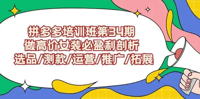 (9333期)拼多多培训班第34期：做高价女装必盈利剖析  选品/测款/运营/推广/拓展