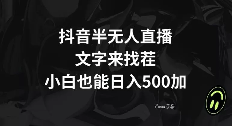 抖音半无人直播,文字来找茬小游戏,每天收益500+【揭秘】