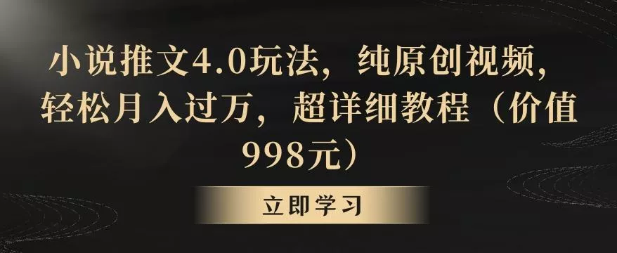 小说推文4.0玩法，纯原创视频，轻松月入过万，超详细教程(价值998元)【揭秘】