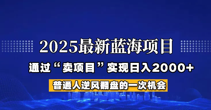 2025年蓝海项目,如何通过“网创项目”日入2000+