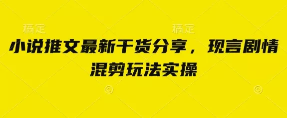 小说推文最新干货分享,现言剧情混剪玩法实操