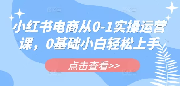 小红书电商从0-1实操运营课,0基础小白轻松上手