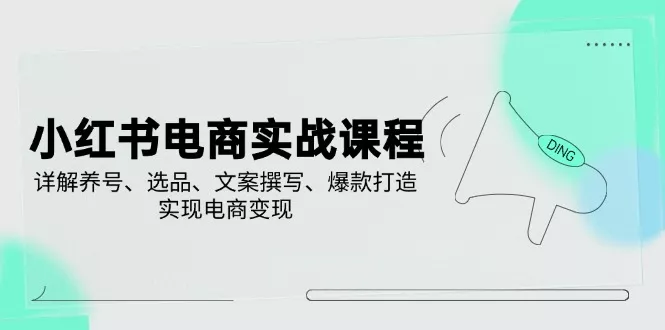 小红书电商实战课程,详解养号、选品、文案撰写、爆款打造,实现电商变现
