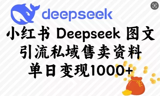 小红书Deepseek图文引流私域售卖资料,单日变现多张