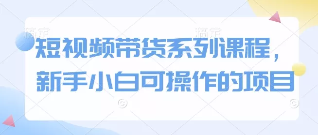 短视频带货系列课程，新手小白可操作的项目