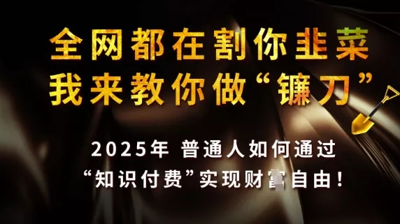 全网都在割你韭菜,我来教你做镰刀,2025普通人如何通过知识付费,实现财F自由【揭秘】