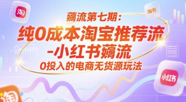 薅流第七期：纯0成本淘宝推荐流-小红书薅流最新版目，0投入的电商无货源玩法(附赠往期)