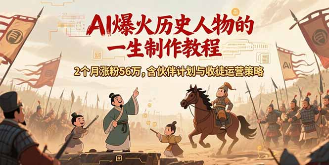 AI历史人物赛道课程,2个月涨粉56万,含伙伴计划与收徒运营策略