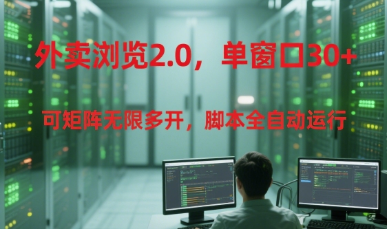 外卖浏览2.0，单窗口30+可矩阵无限多开，脚本全自动运行【揭秘】