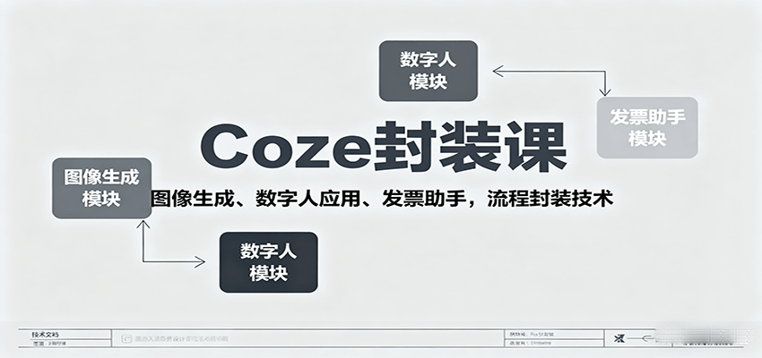 Coze封装课，图像生成、数字人应用、发票助手，流程封装技术