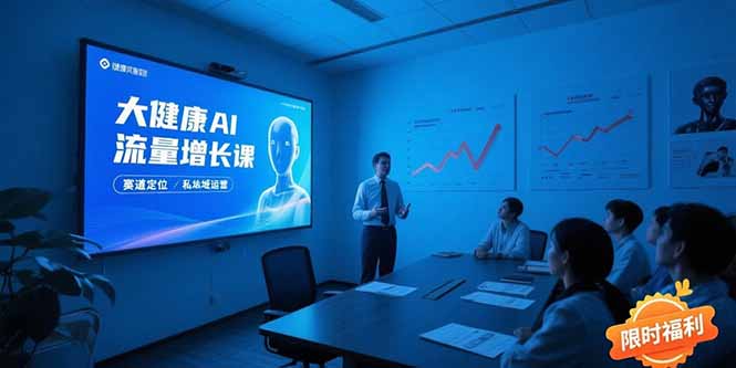 大健康AI流量增长课8.0,赛道定位方法论,AI数字人内容生产,私域转化运营