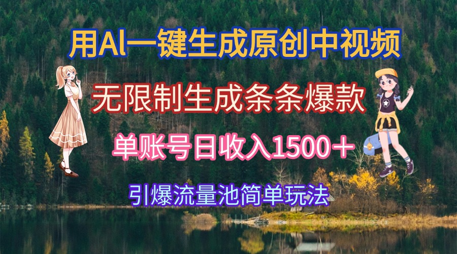 用Al一键生成原创中视频,无限制生成条条爆款,单账号日收入1500+引爆...