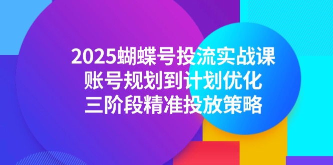 2025蝴蝶号投流实战课，账号规划到计划优化，三阶段精准投放策略