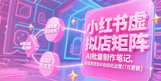 小红书虚拟店矩阵,AI批量制作笔记,自动发货加半自动化运营(7月更新