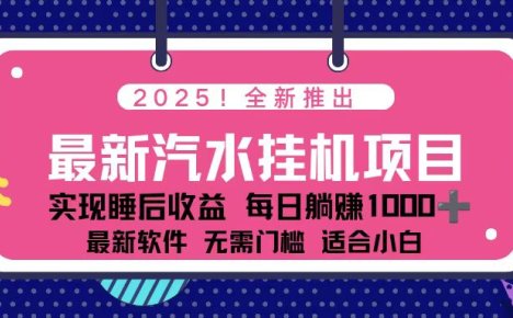 2025最新汽水音乐挂机项目 每天几分钟 轻松上w