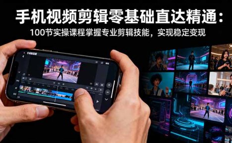 手机视频剪辑零基础直达精通：100节实操课程掌握专业剪辑技能，实现稳...
