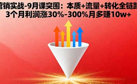 营销实战-9月突围课:本质+流量+转化全链路 3个月利润涨30%-300%月多赚10w+