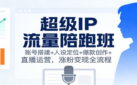 超级IP流量陪跑班：账号搭建+人设定位+爆款创作+直播运营，涨粉变现全流程
