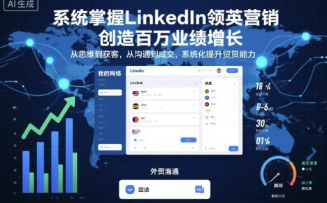 系统掌握LinkedIn领英营销，创造百万业绩增长，从思维到获客，从沟通到成交，系统化提升外贸能力