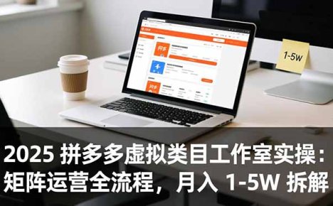 2025 拼多多虚拟类目工作室实操：矩阵运营全流程，月入 1-5W 拆解