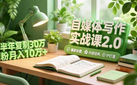 自媒体写作实战课2.0,爆款标题、内容结构、IP打造,半年复制30万粉月入10万+