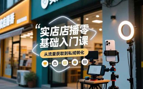 实体店播零基础入门课，实体店+短视频+直播+微信生态+私域社群，从流量获取到私域转化